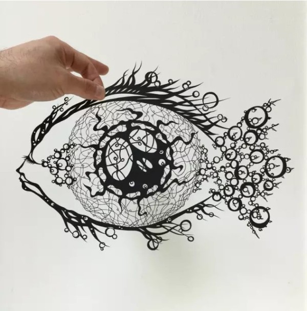 Picture display of creative paper-cut art works