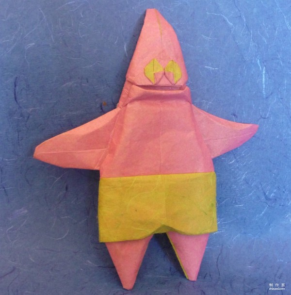 Paper art handmade origami art, Fernando Gilgado Spongebob cartoon character Patrick Star handmade origami drawing tutorial