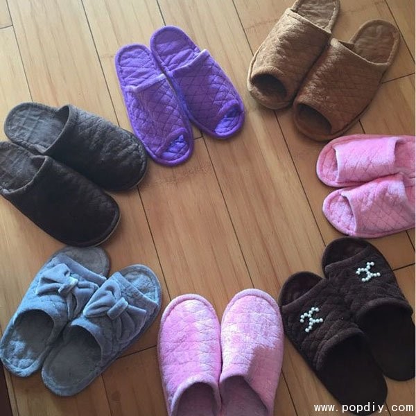 Creative fabric DIY handmade beautiful warm winter slippers