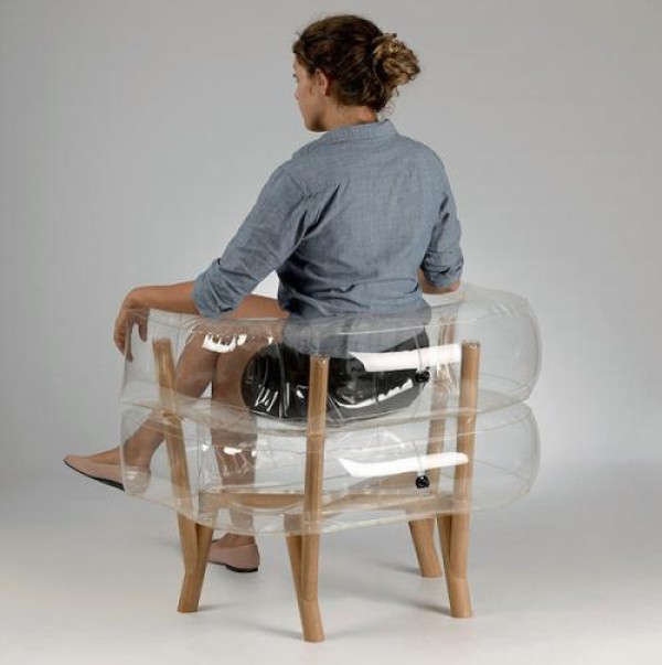 Transparent solid wood inflatable small seat