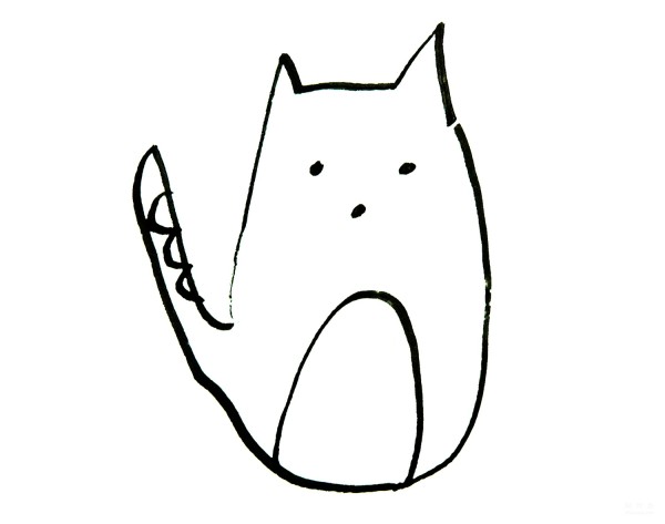 Learn to draw simple strokes, cat with tail