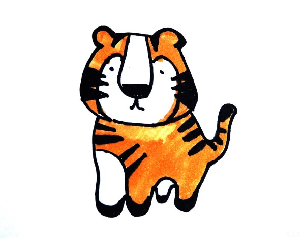 Learn to draw simple strokes, a simple way to draw a little tiger wearing a crown