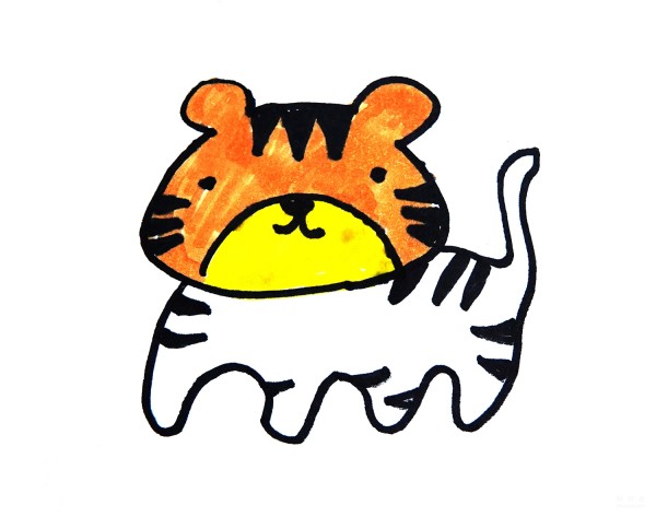 Learn to draw simple drawings, a tiger wearing a crown