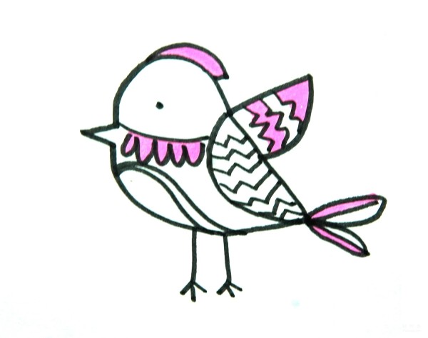 Learn to draw simple drawings, fluttering birds