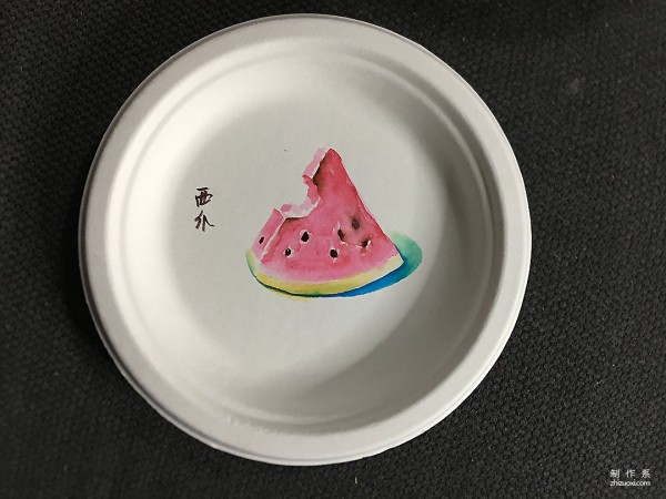 Children learn to draw, simple and practical hand-painted paper plate drawing method of watermelon