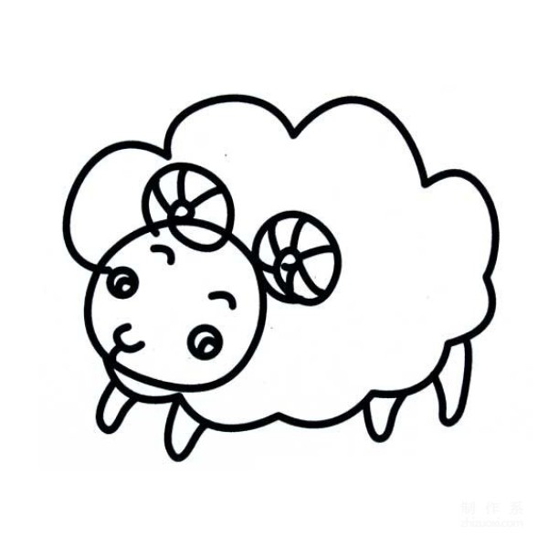 Learn to draw simple drawings, little sheep