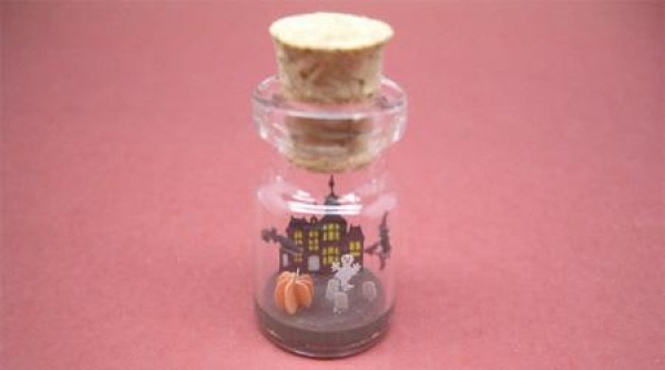 Small glass bottle pocket scene