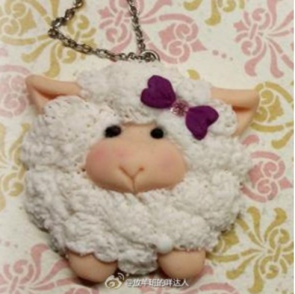 How to make clay lamb pendant, handmade tutorial for primary school students