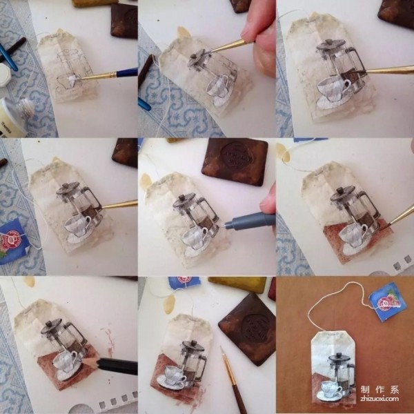 Is it difficult to draw? She painted for 365 days using the tea bags she drank!