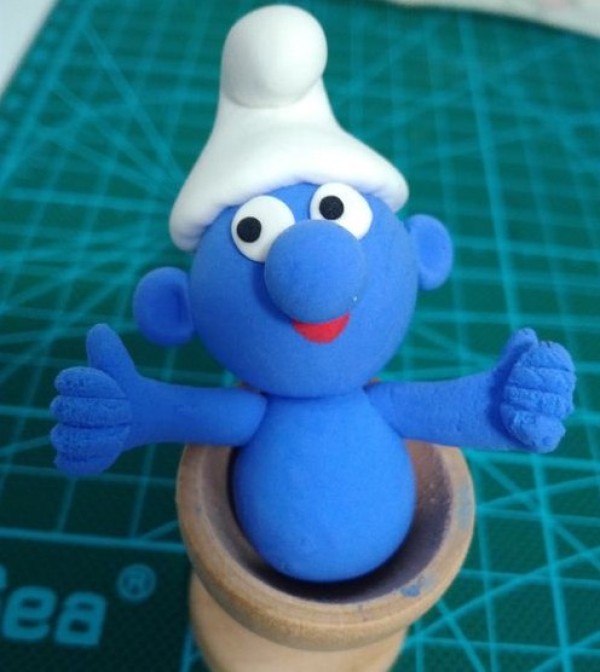 Illustrated tutorial for making Smurfs from ultra-light clay, simple DIY crafts for children