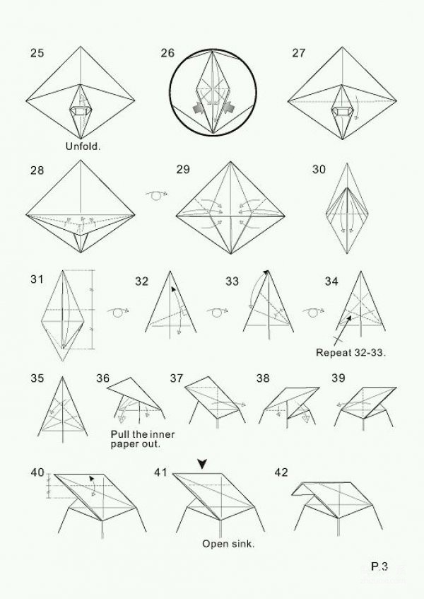 Illustration of steps for making origami cow - the hard-working scalper