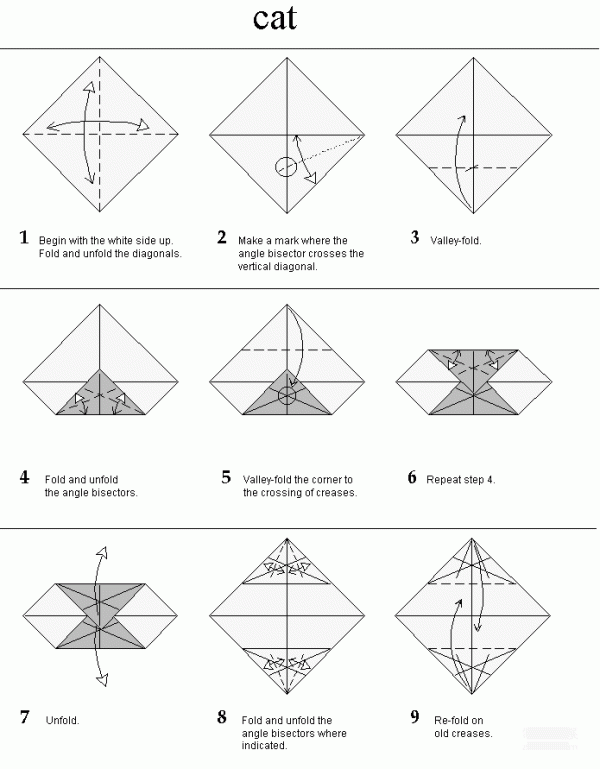 Paper art handmade origami art, Hans Birkeland kitten handmade origami drawing tutorial