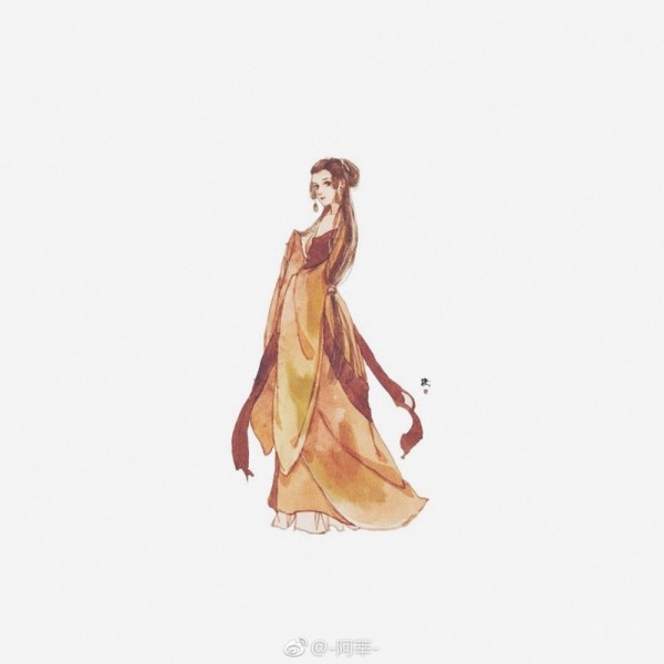 Super beautiful hand-drawn pictures of women in ancient costumes