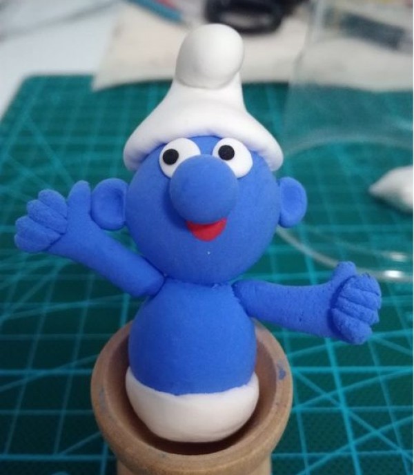 Illustrated tutorial for making Smurfs from ultra-light clay, simple DIY crafts for children