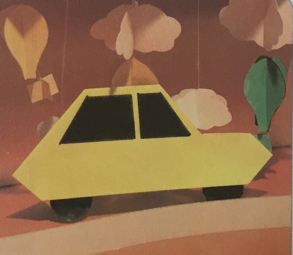 Illustration of the steps of origami car