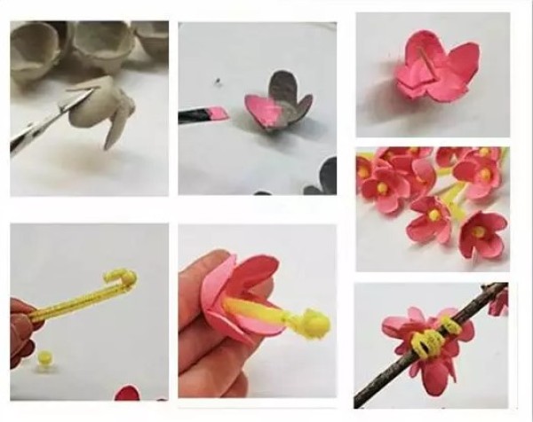 Kindergarten peach blossom handmade origami and clay tutorial collection