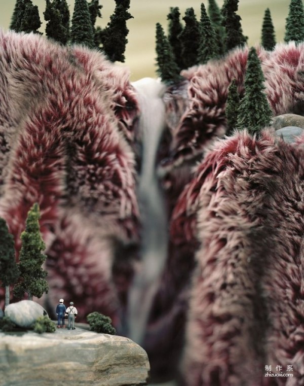 A miniature world created with artificial fur