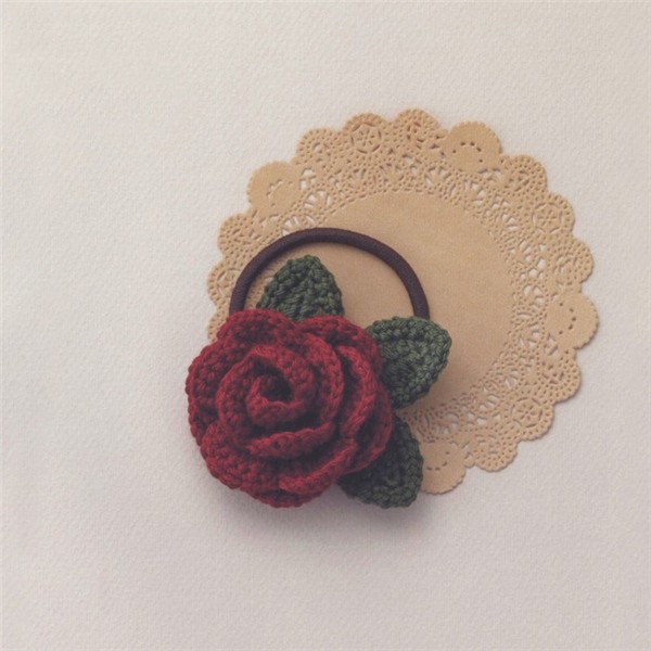 Crochet DIY handmade beautiful and exquisite rose elastic