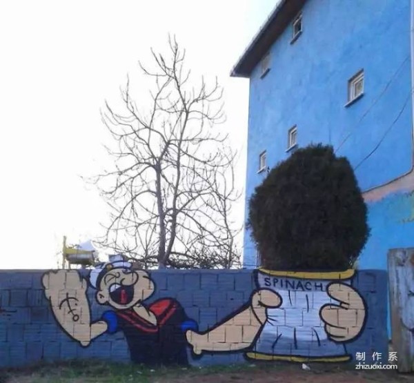 Street art that combines painting and nature