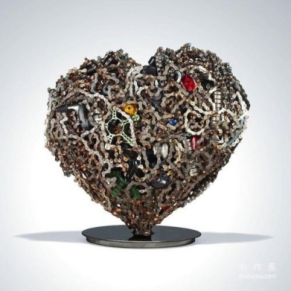 Artwork made of bicycle parts