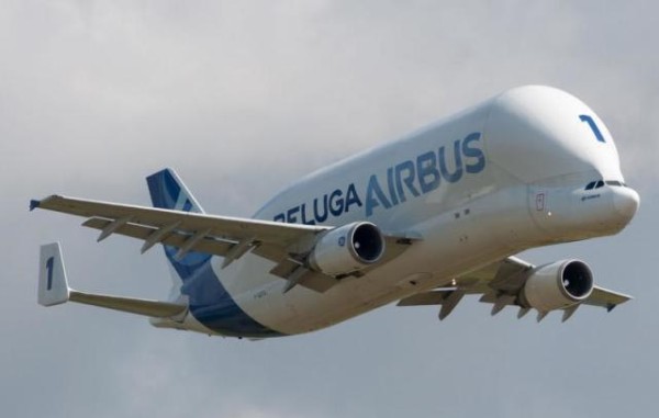 The super-giant transport plane known as the Great White Whale can swallow a Boeing passenger plane