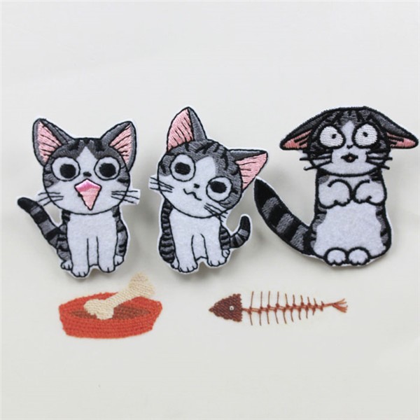 Featured hand embroidery DIY sweet private cat featured cheese cat cloth patch