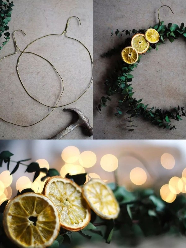 Illustrated tutorial on DIY plant garland using hangers