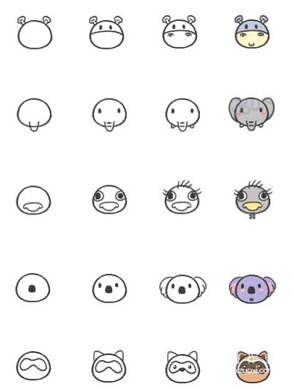 Complete collection of simple drawings of super cute little animals 6