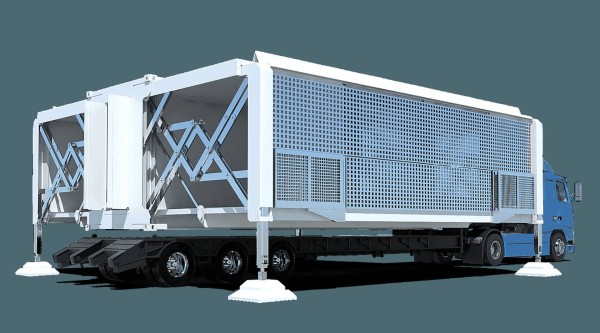 Transforming truck can be transformed into a three-story villa in minutes