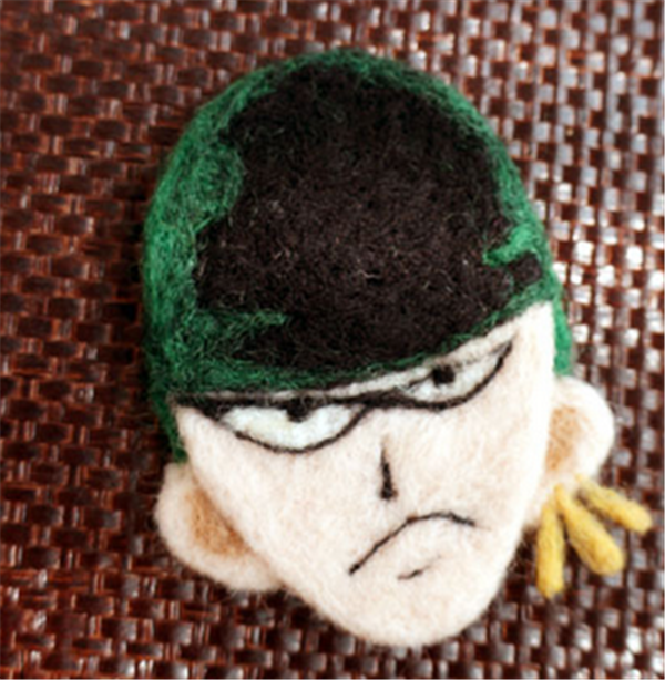 One Piece character heads poked out of handmade wool felt