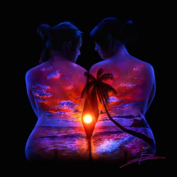 Beautiful human body night scene art