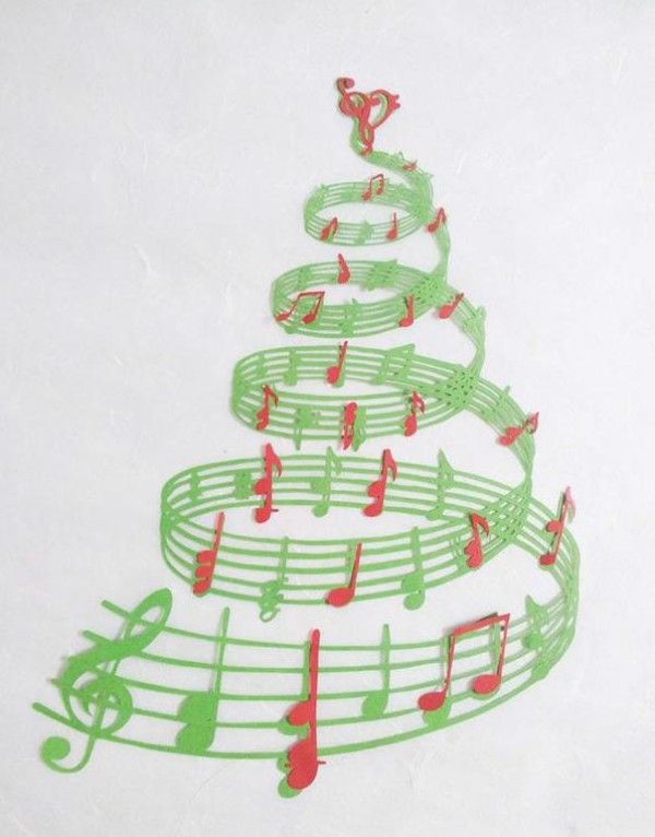 Beating musical note paper-cut creative works