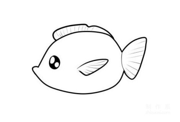 Learn to draw simple strokes, cute little fish