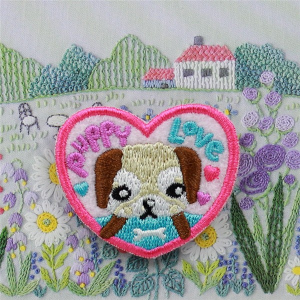 Cute puppy PUPPY LOVE personalized embroidered DIY cloth patch