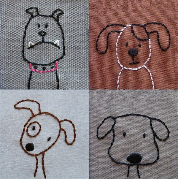 Cute hand-embroidered DIY puppy creative works with various expressions