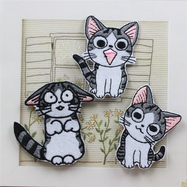 Featured hand embroidery DIY sweet private cat featured cheese cat cloth patch