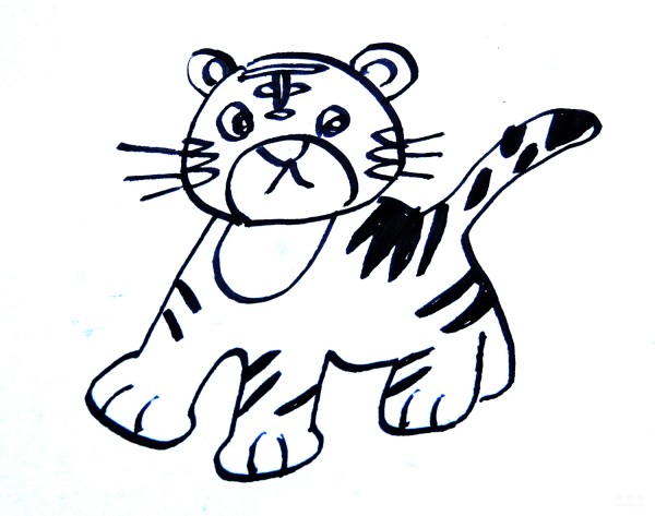 Learn to draw simple strokes, a simple drawing tutorial of a little tiger