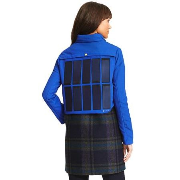 Jacket with solar charging panel