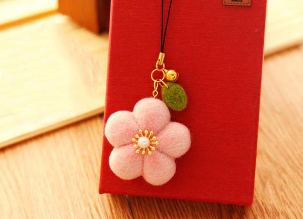 Elegant Wool Felt Handmade DIY Cherry Blossom Pendant