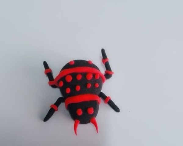 How to make ultra-light clay red-striped mutant spiders DIY handicrafts for primary school students