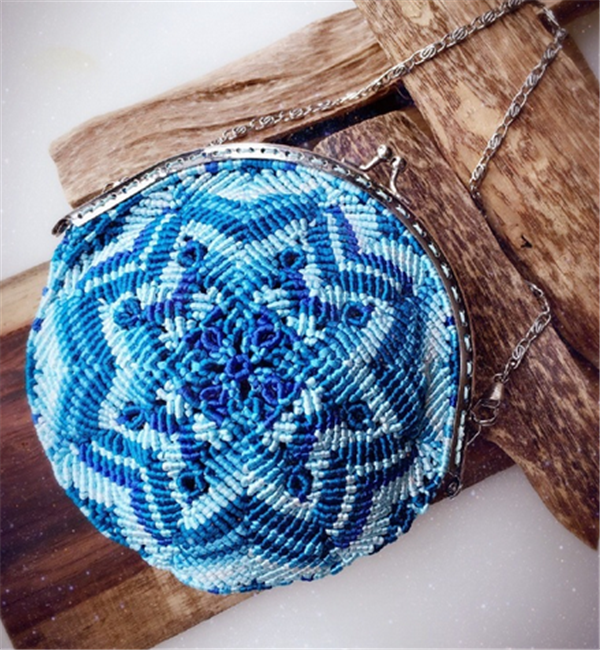 Handwoven DIY beautiful blue lotus ethnic style crossbody bag