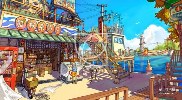 Beautiful illustration picture of sunny summer