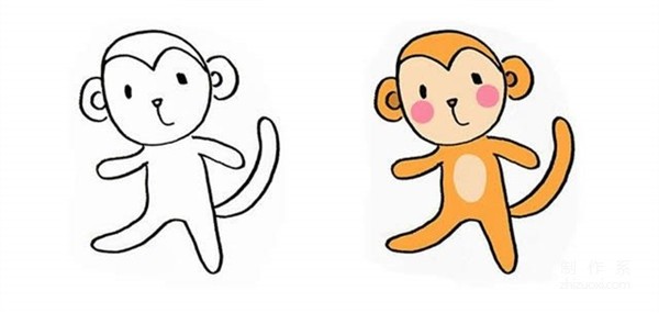 Learn to draw simple drawings, color simple drawings of little monkeys