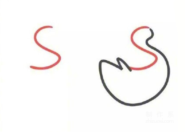 Learn to draw simple strokes, cute little swan