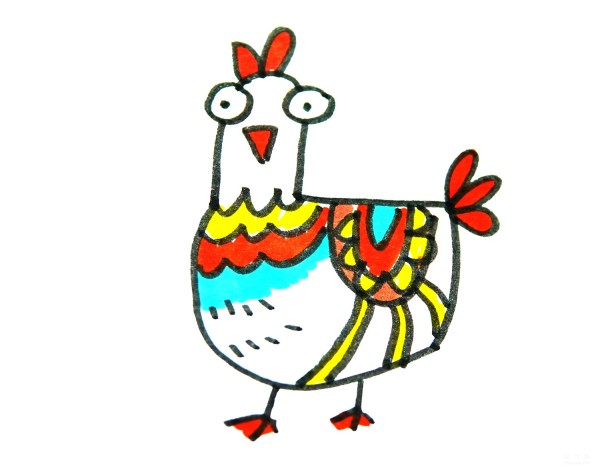 Learn to draw simple strokes, tutorial on how to draw a little rooster