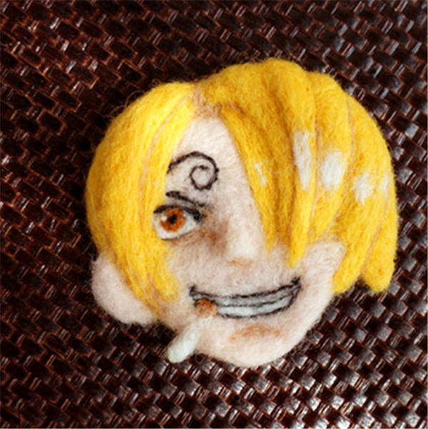 One Piece character heads poked out of handmade wool felt