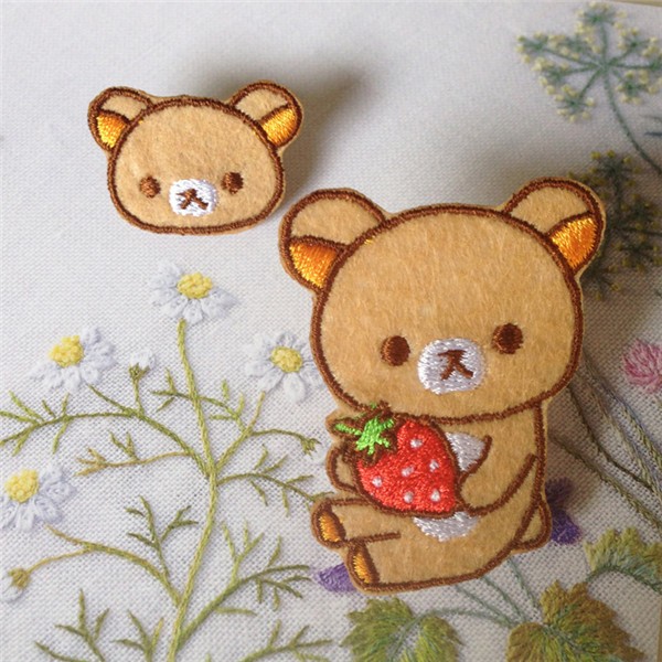 Handmade DIY four cute little brown bears series cartoon embroidery cloth stickers