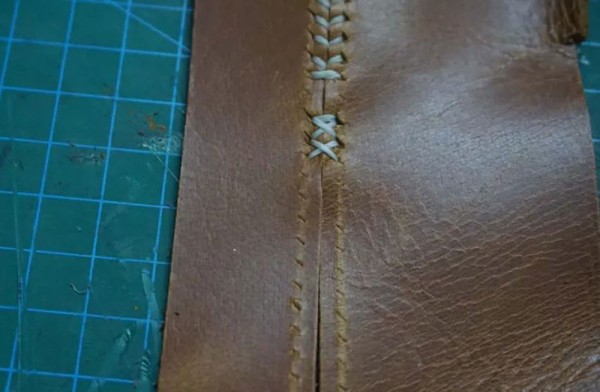 Handmade leather stitching