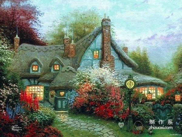 Beautiful illustration of dreamlike country house