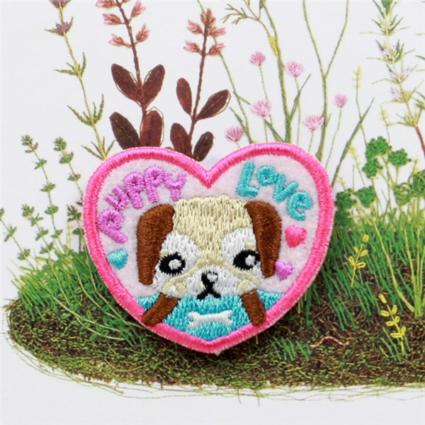 Cute puppy PUPPY LOVE personalized embroidered DIY cloth patch